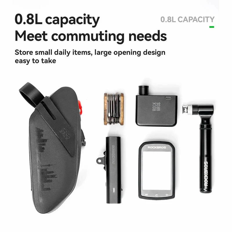 100% Waterproof Bike Saddle Bag with Light - 0.8L - Image 6