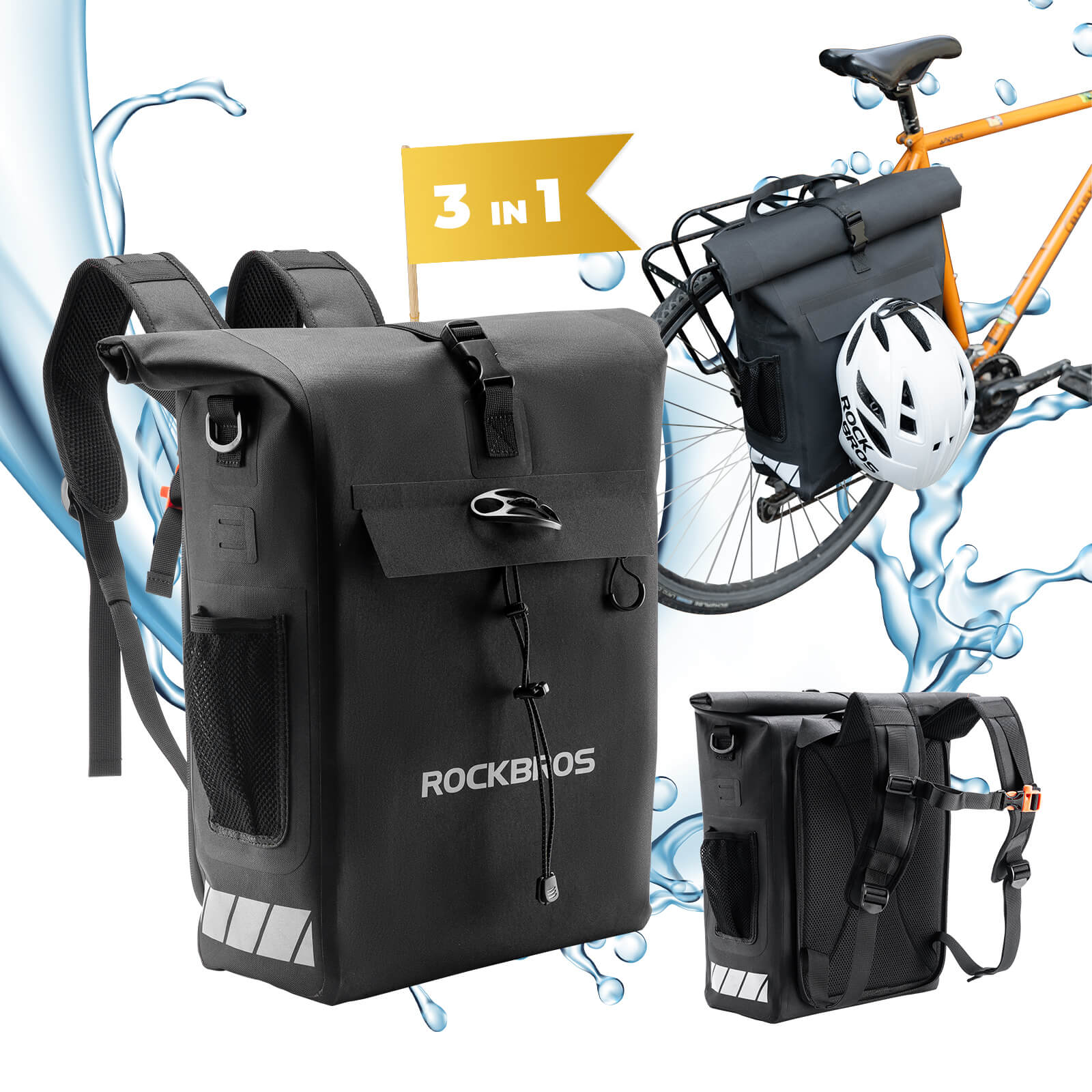 2-in-1 Bicycle Rear Rack Bag Backpack - 18L - Image 3