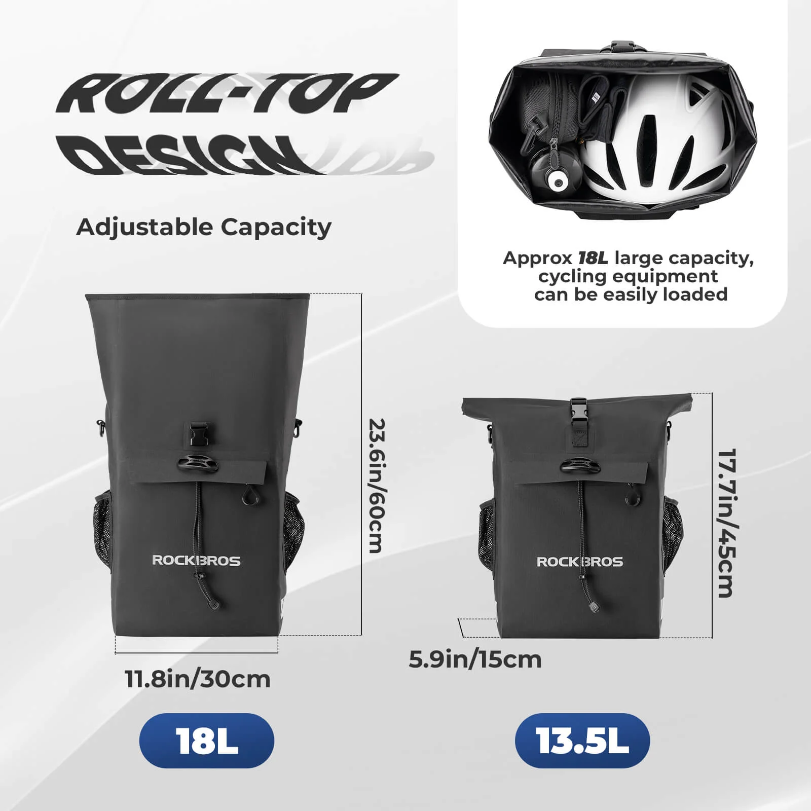 2-in-1 Bicycle Rear Rack Bag Backpack - 18L - Image 7