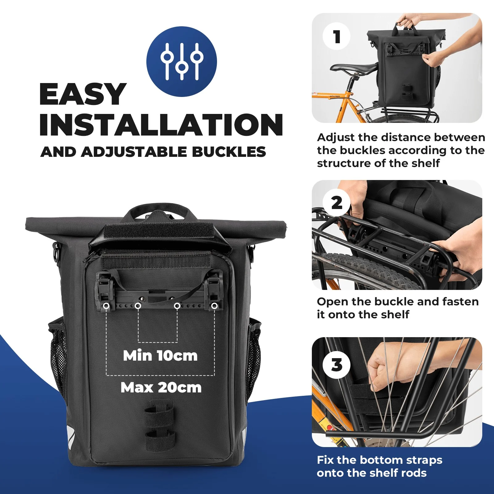 2-in-1 Bicycle Rear Rack Bag Backpack - 18L - Image 8