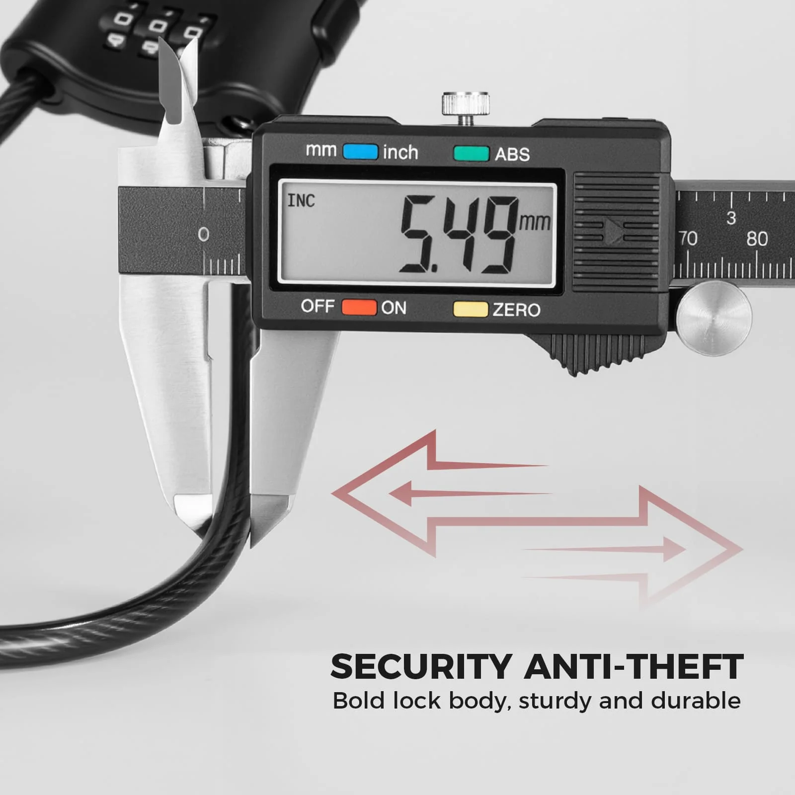 5.49 mm Steel Cable Bike Lock with Double Loop - Image 4