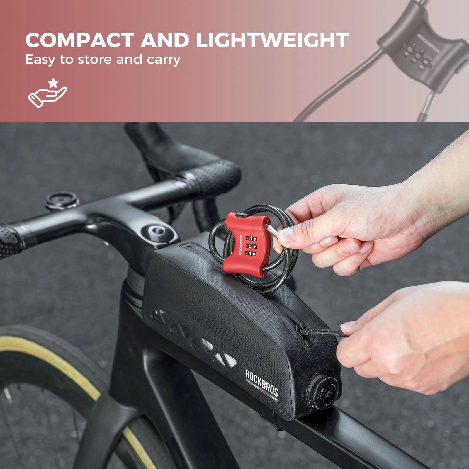 5.49 mm Steel Cable Bike Lock with Double Loop - Image 5