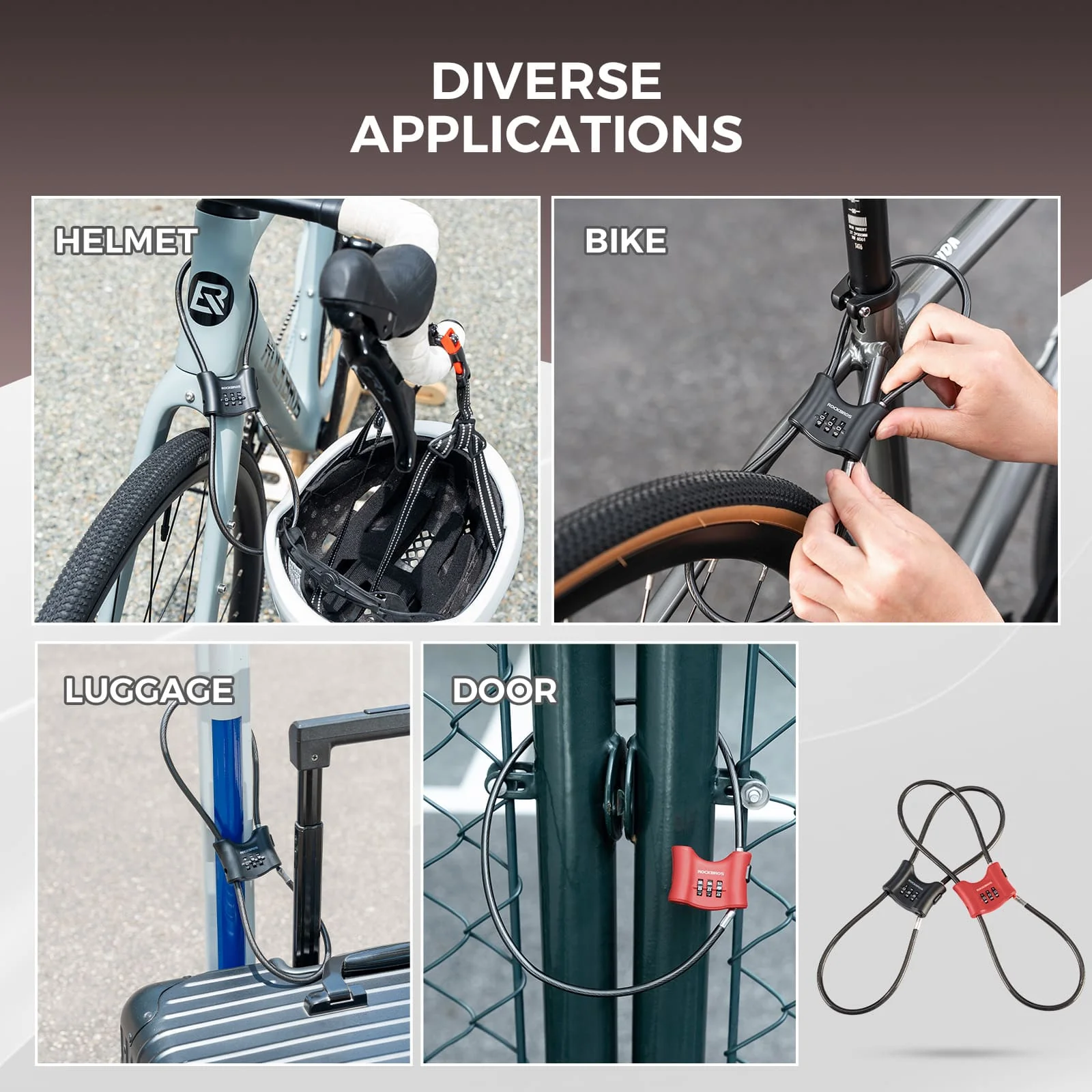 5.49 mm Steel Cable Bike Lock with Double Loop - Image 7