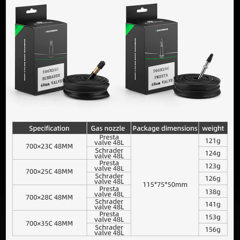 700C Road Bike Inner Tube 23–35C Presta & Schrader Valve - Image 5