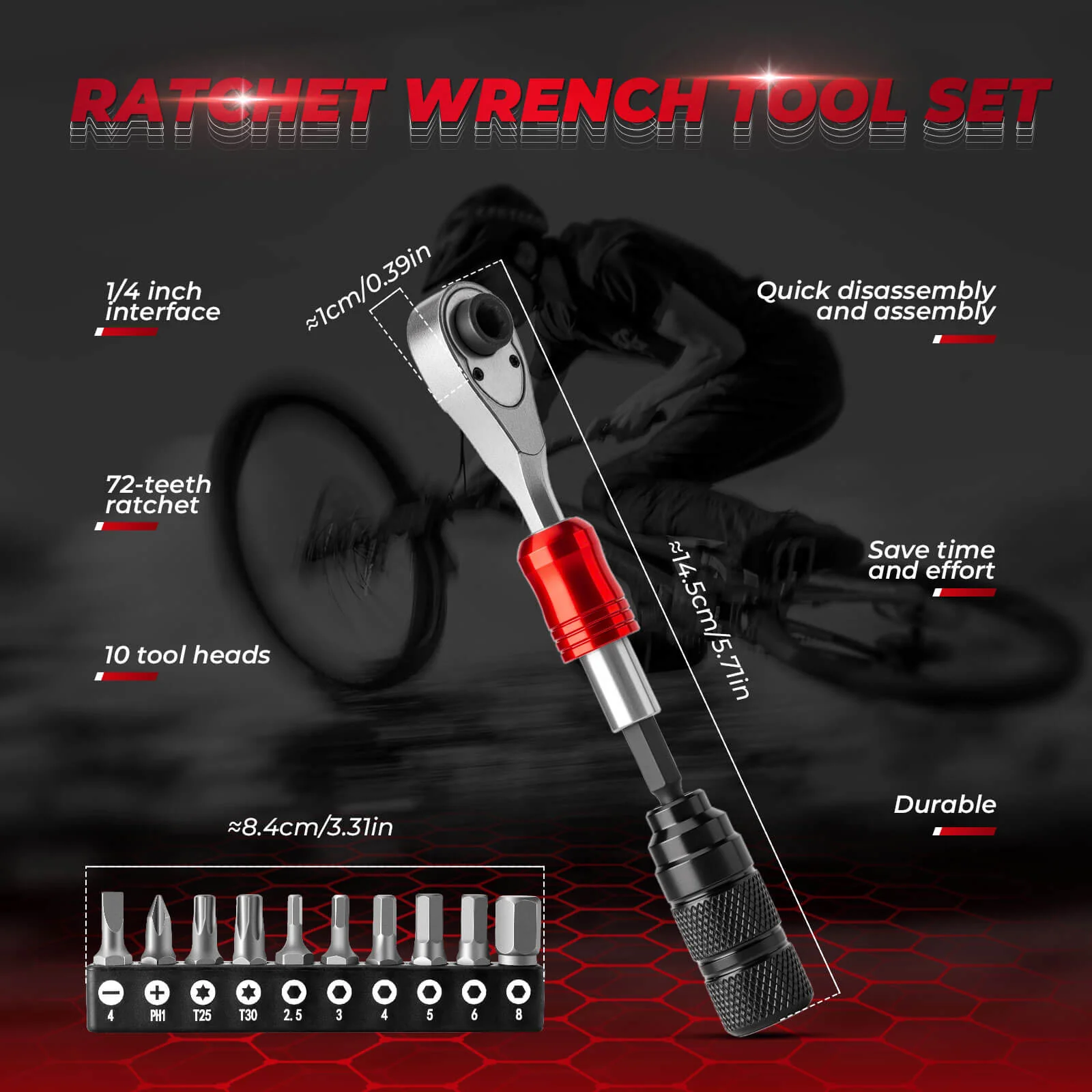 72-Tooth Bike Ratchet Wrench Set - Image 4
