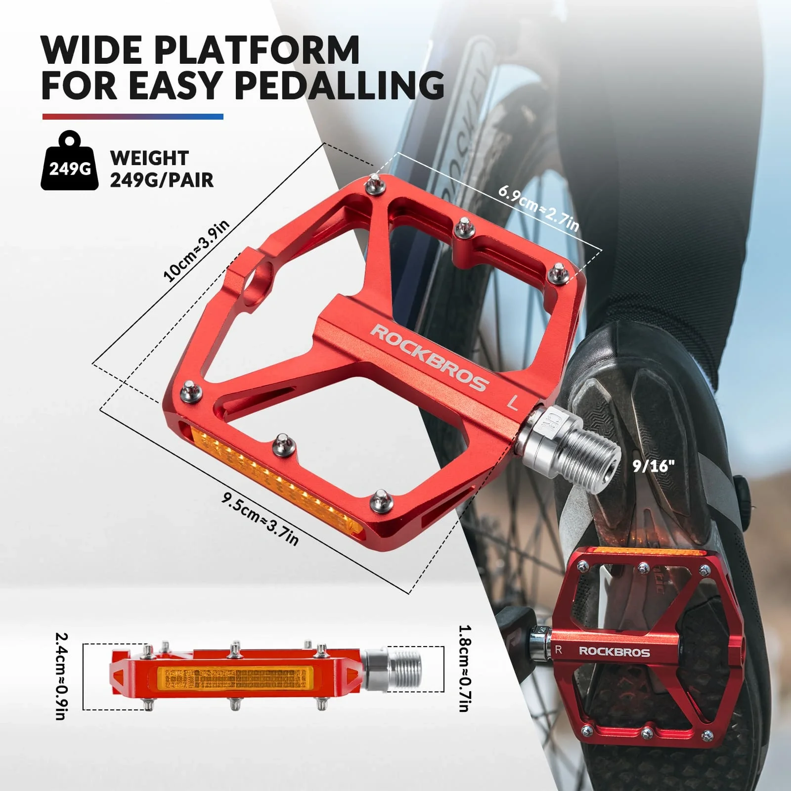Aluminum Alloy Reflective Bike Pedals - Image 10