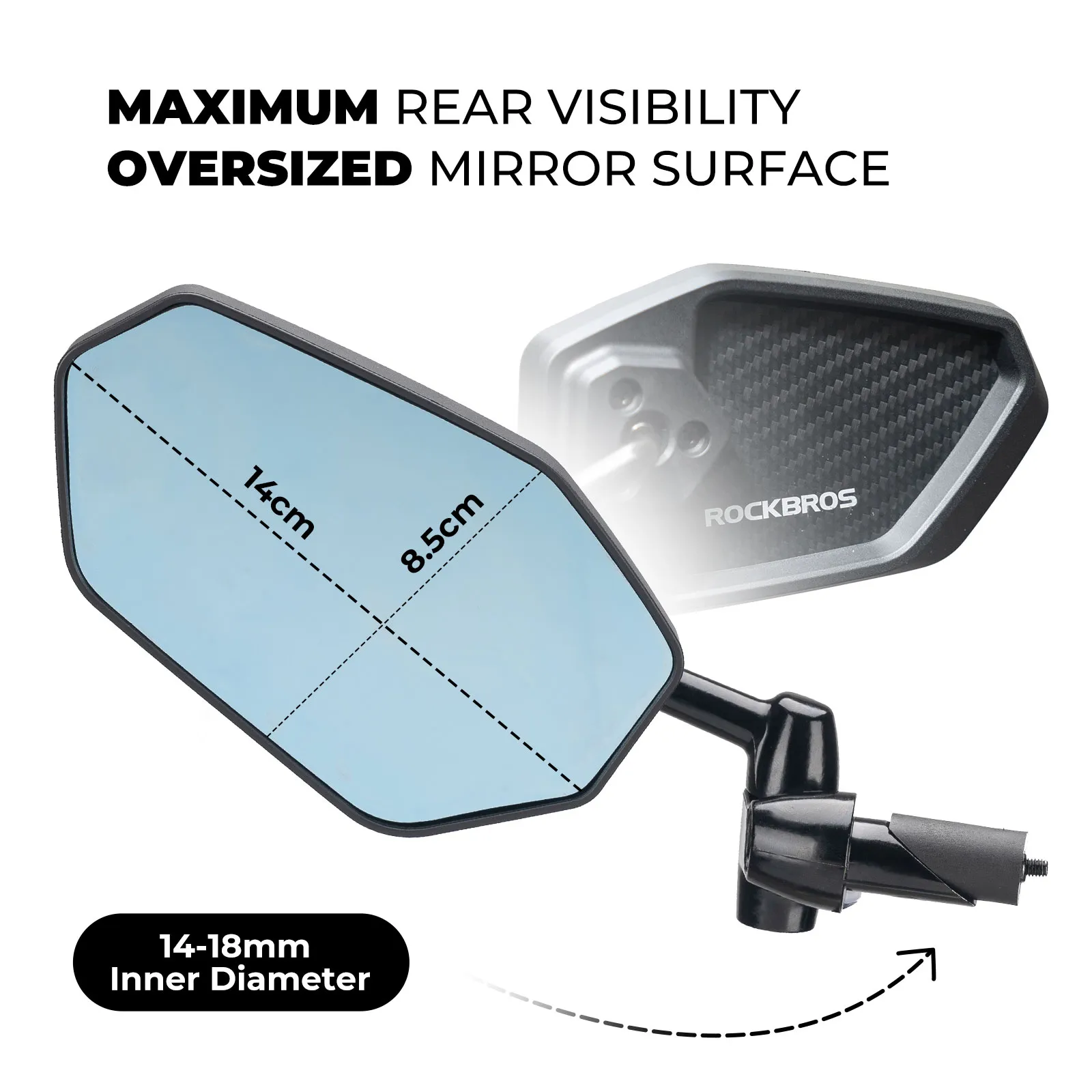 Anti-Glare Bar End Bike Mirror - Left - Image 7