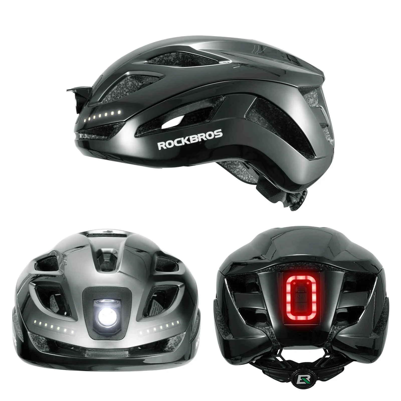 Bike Helmet with LED Front and Rear Light - Image 10