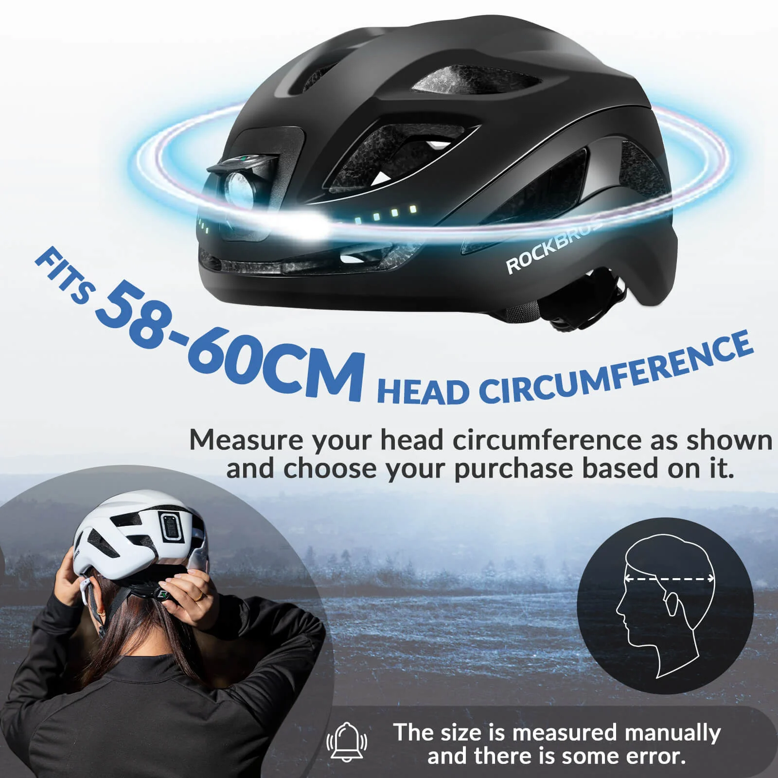 Bike Helmet with LED Front and Rear Light - Image 18