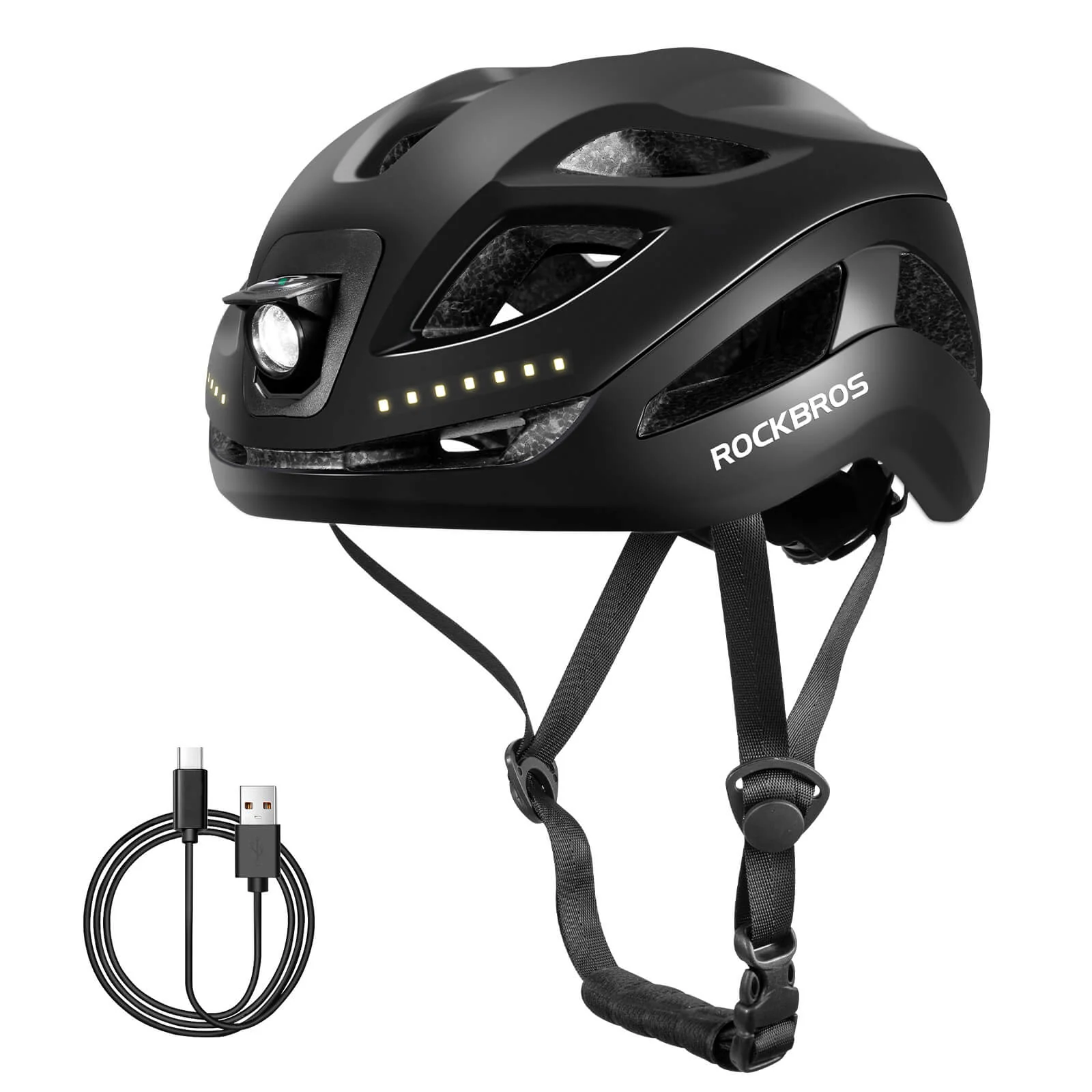 Bike Helmet with LED Front and Rear Light - Image 2