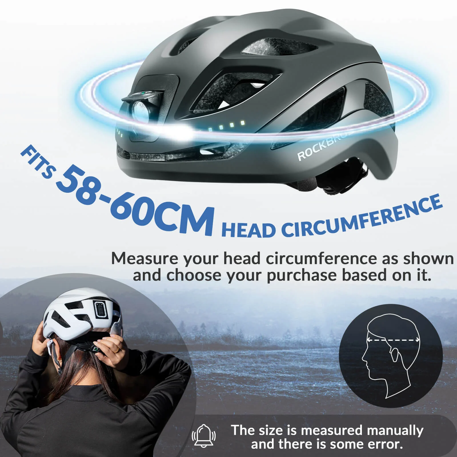 Bike Helmet with LED Front and Rear Light - Image 21