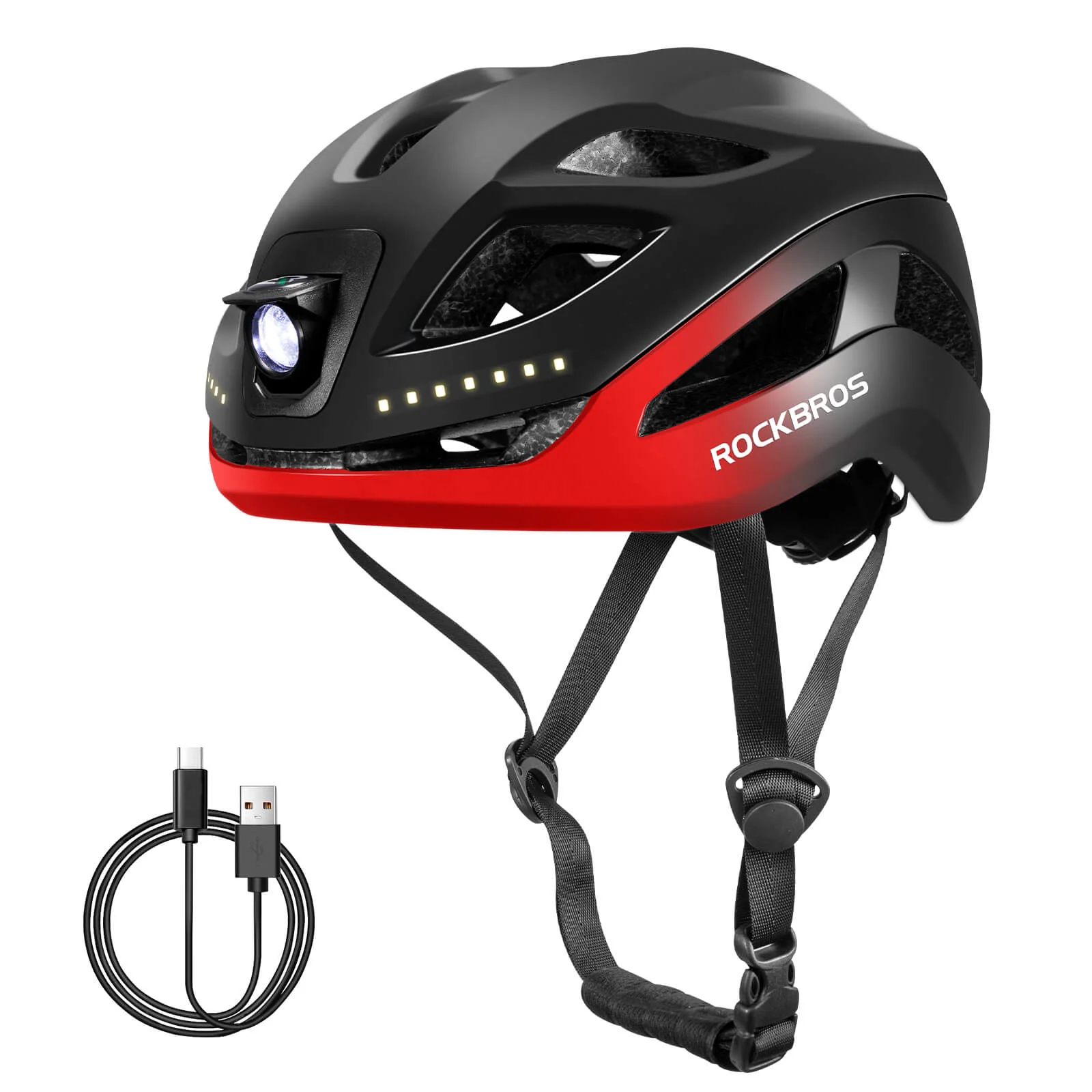 Bike Helmet with LED Front and Rear Light - Image 3
