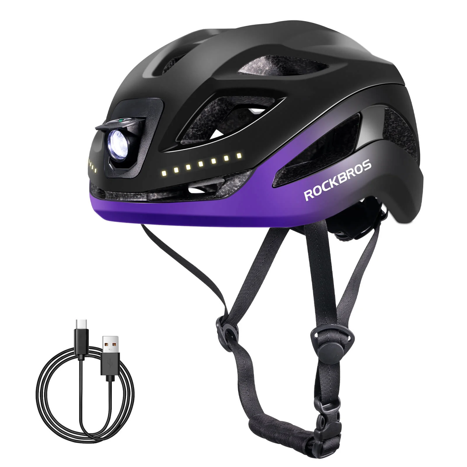 Bike Helmet with LED Front and Rear Light - Image 4