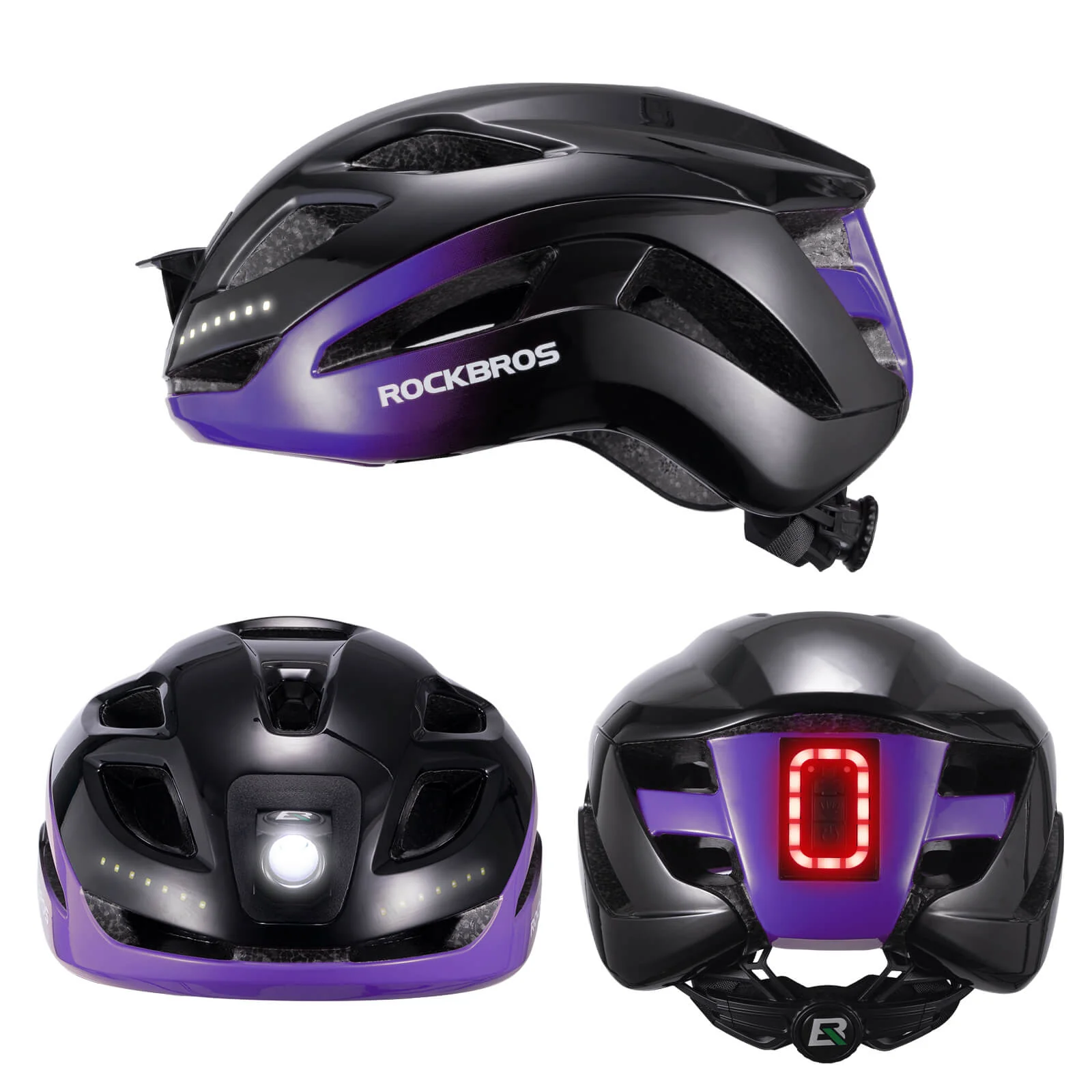 Bike Helmet with LED Front and Rear Light - Image 9