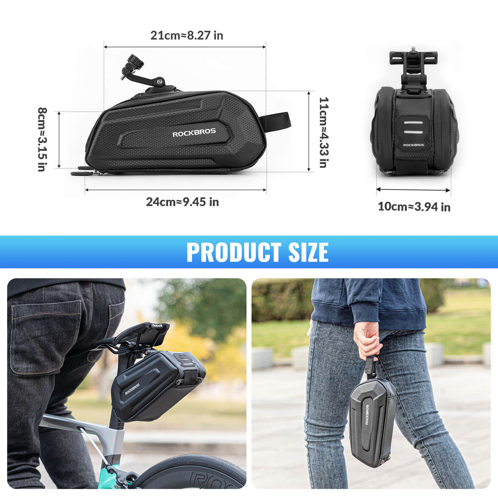 Bike Saddle Bag Hard Shell 1.7L - Image 6