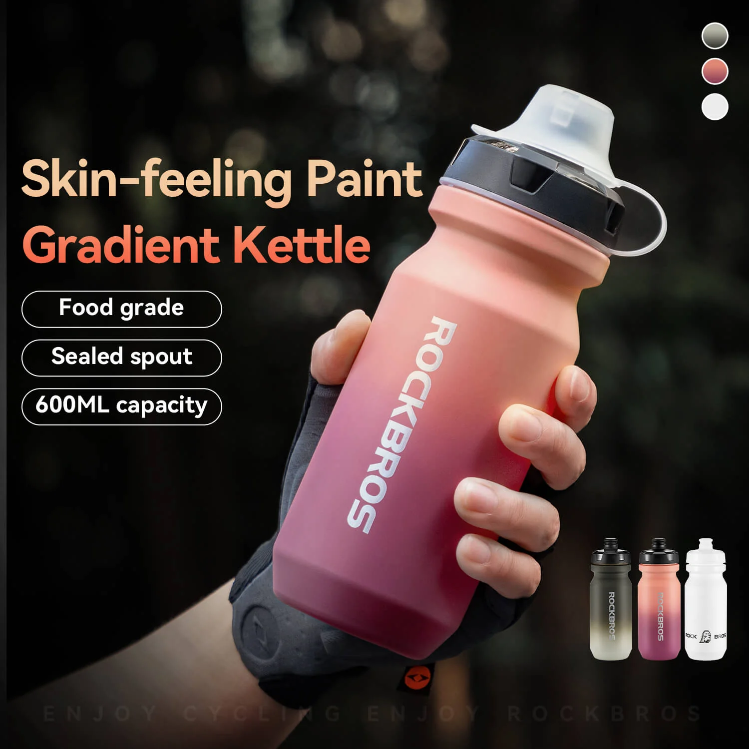 Bike Water Bottle with Soft-Touch Grip & Pull-Top Lid - 600/750ml - Image 6