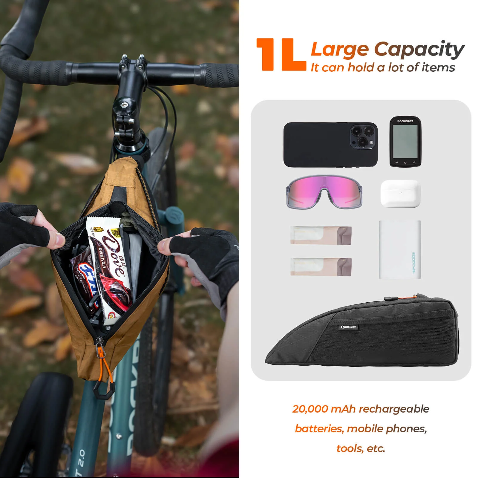 Bikepacking Top Tube Bike Bag - 1L - Image 5