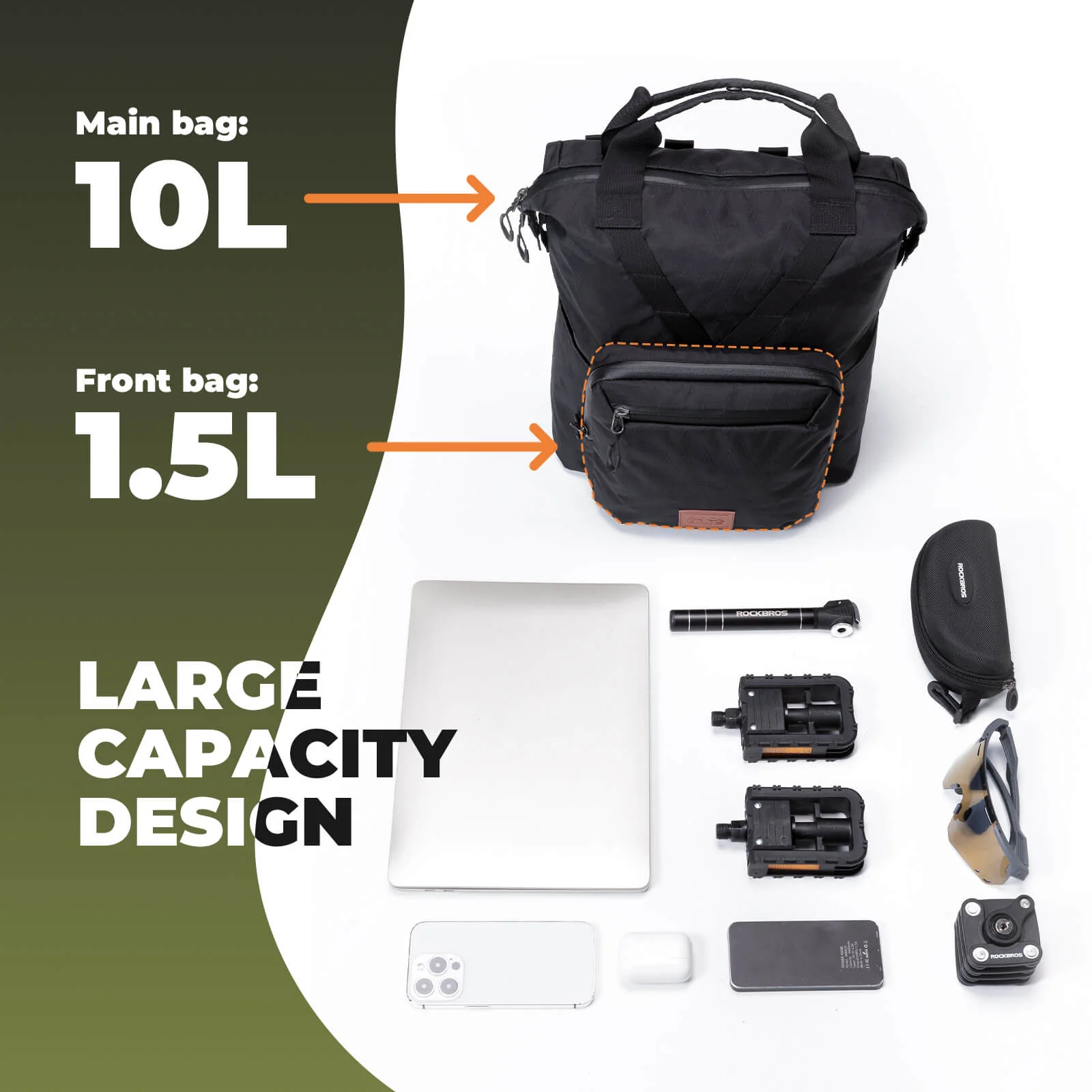 Folding Bike Handlebar Bag Backpack - 11.5L - Image 4