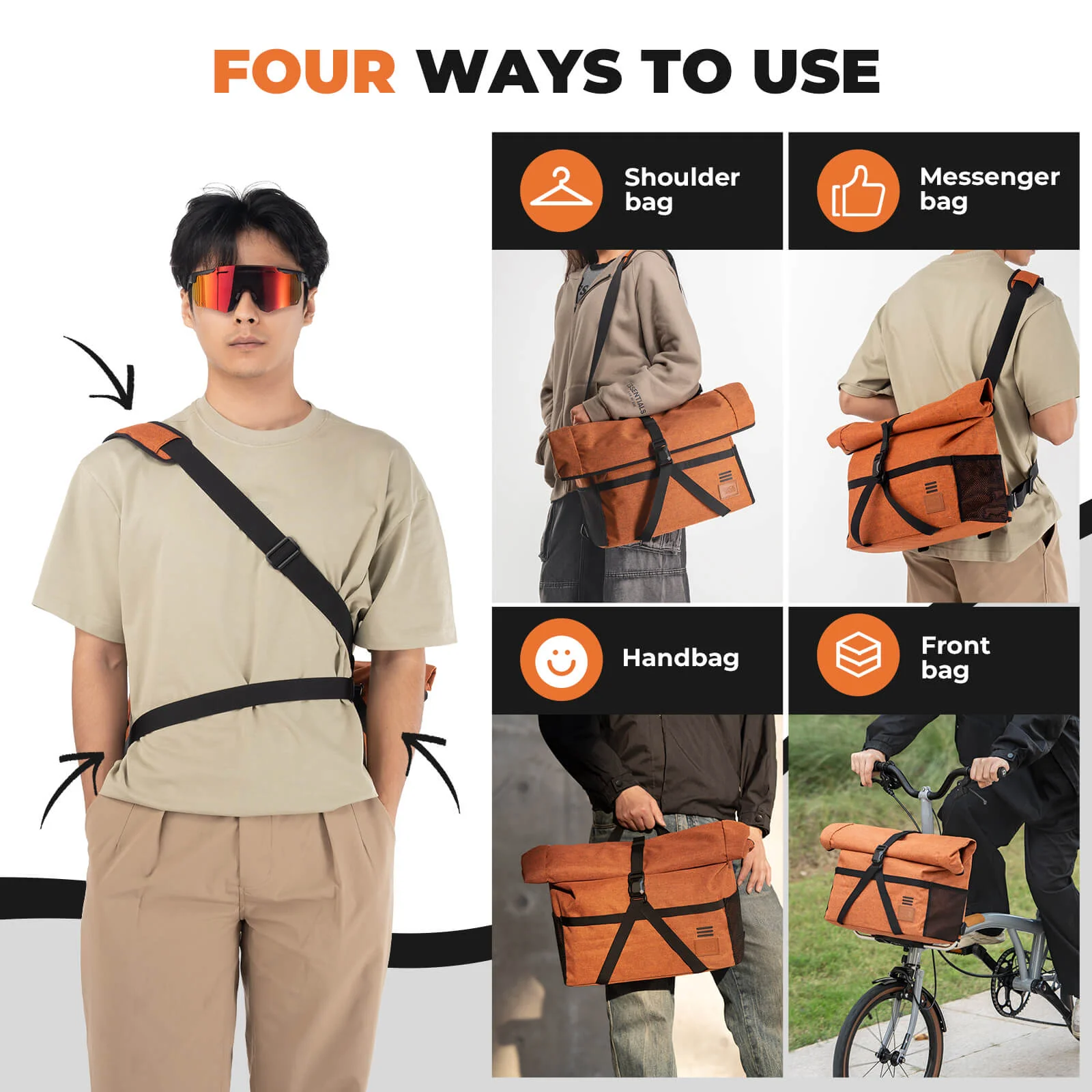 Folding Bike Handlebar Bag & Shoulder Bag - 8L - Image 9