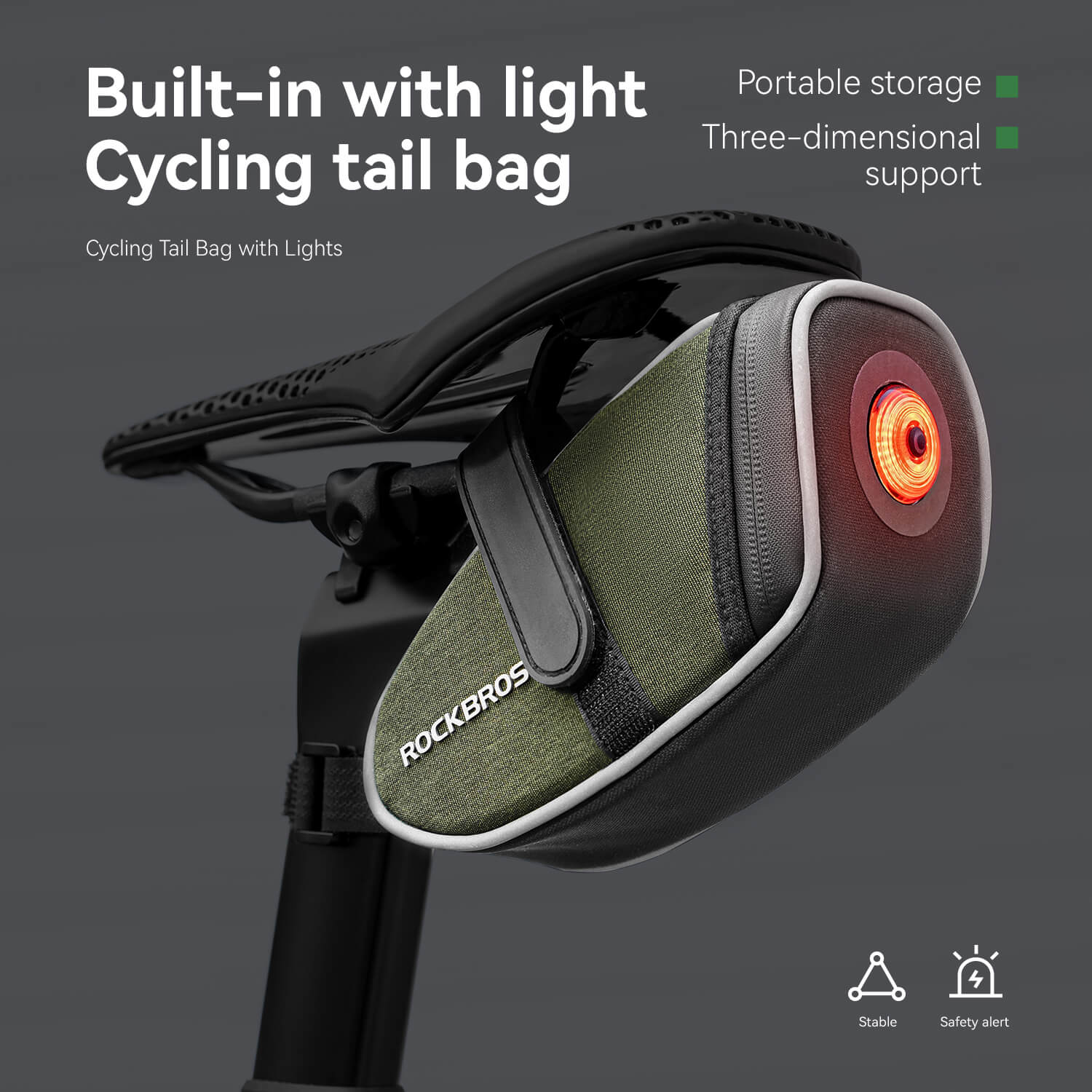 C60 Bike Saddle Bag with Tail Light - 0.45L - Image 3