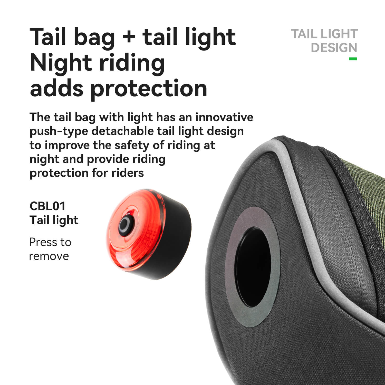 C60 Bike Saddle Bag with Tail Light - 0.45L - Image 5