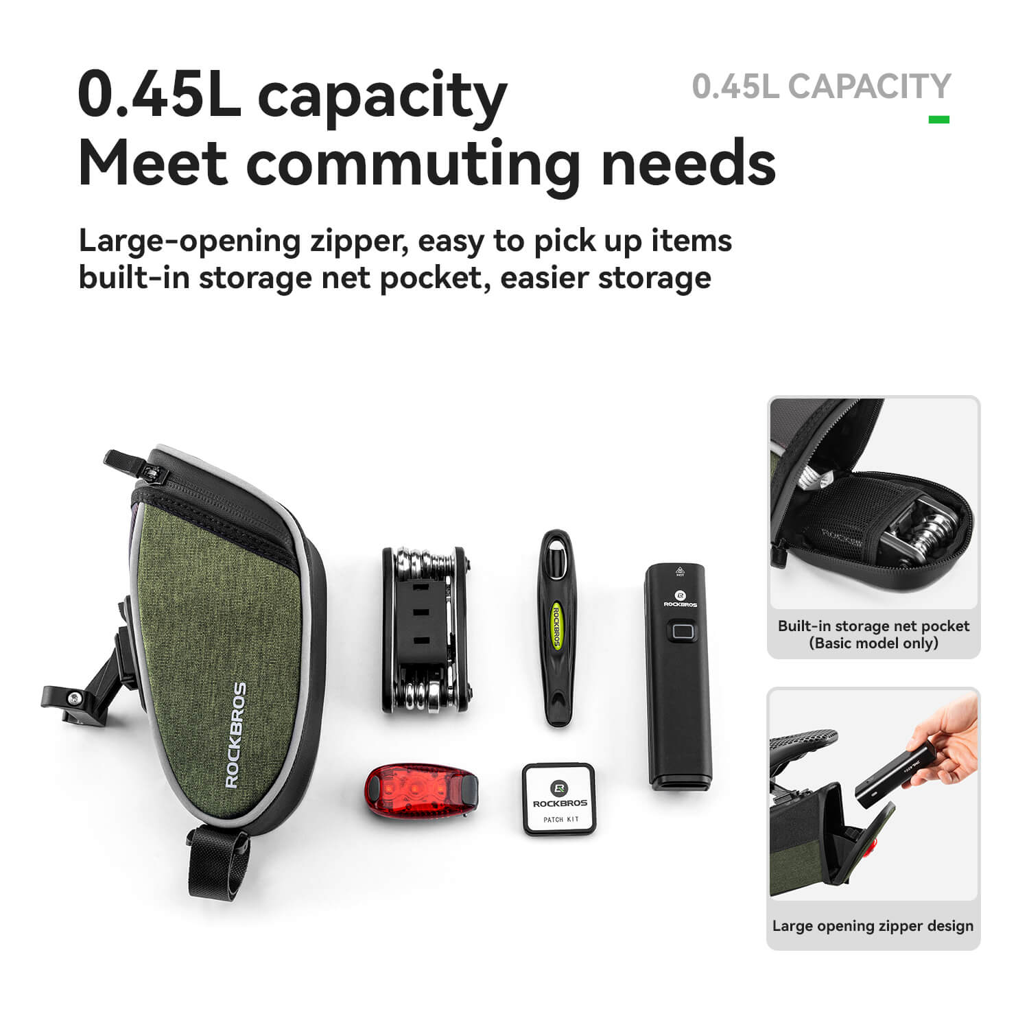 C60 Bike Saddle Bag with Tail Light - 0.45L - Image 8