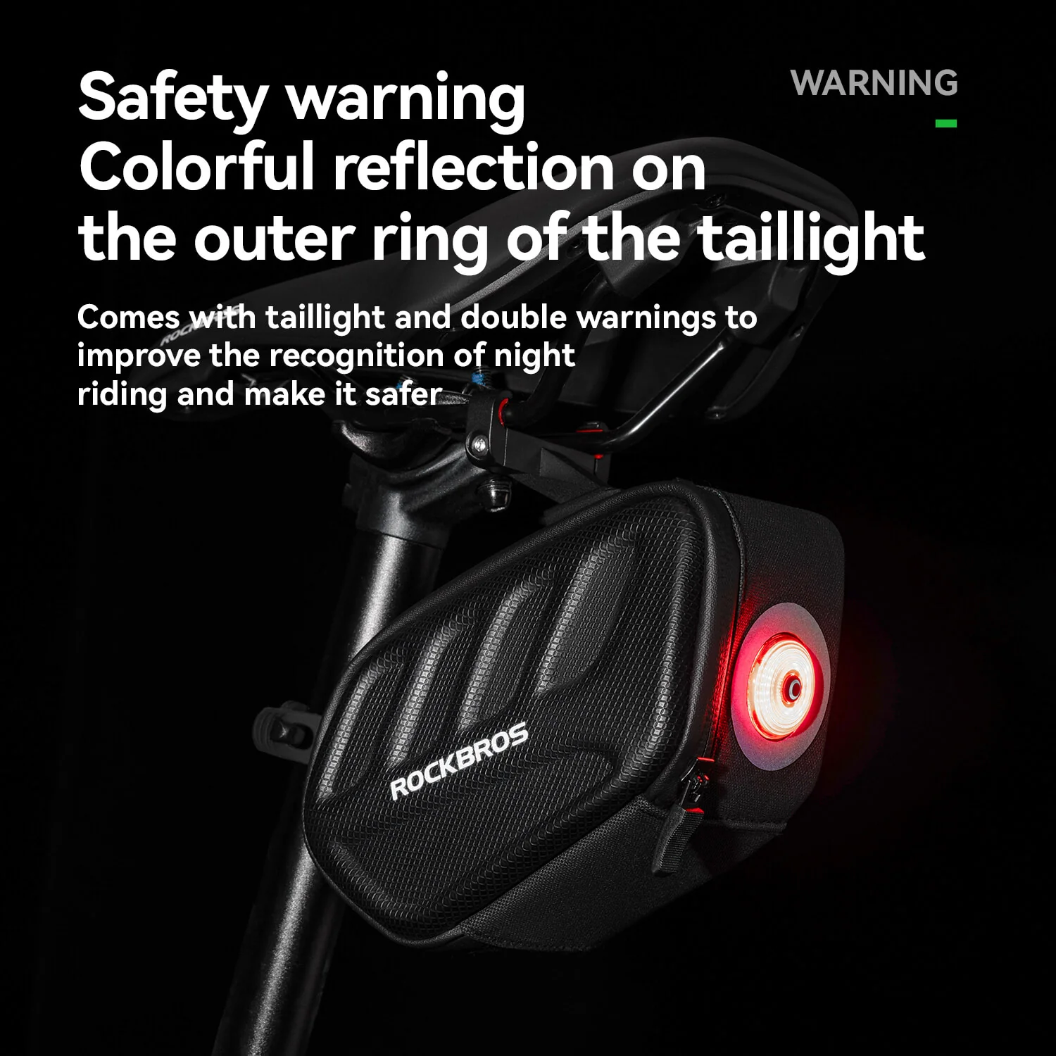 C61 Hard Shell Bike Saddle Bag with Light - Image 6