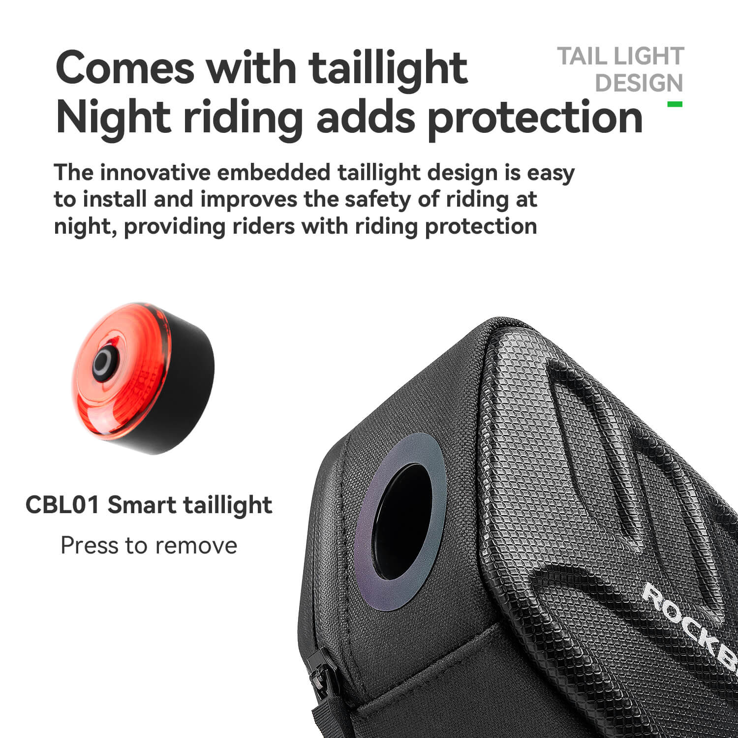 C61 Hard Shell Bike Saddle Bag with Light - Image 7