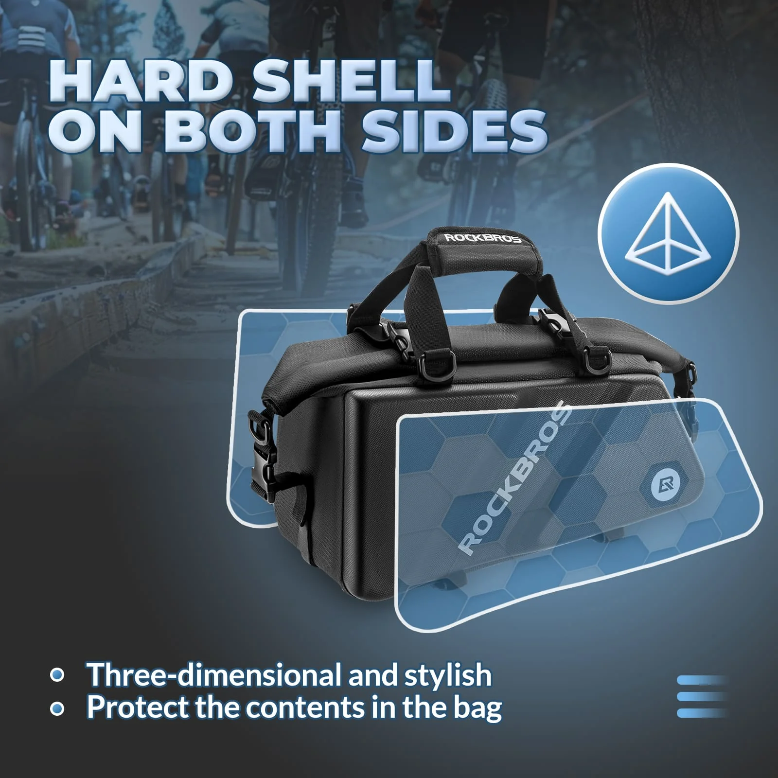 EVA Hard Shell Bicycle Rear Rack Bag-11.6L - Image 2