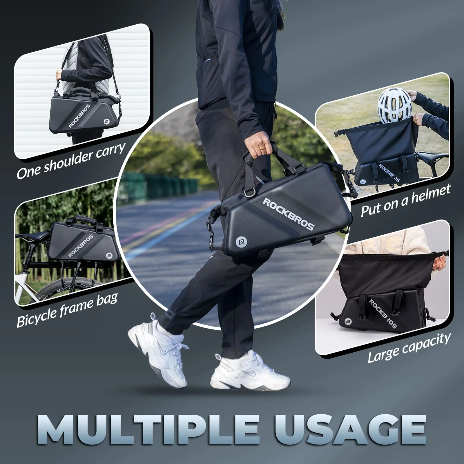 EVA Hard Shell Bicycle Rear Rack Bag-11.6L - Image 4