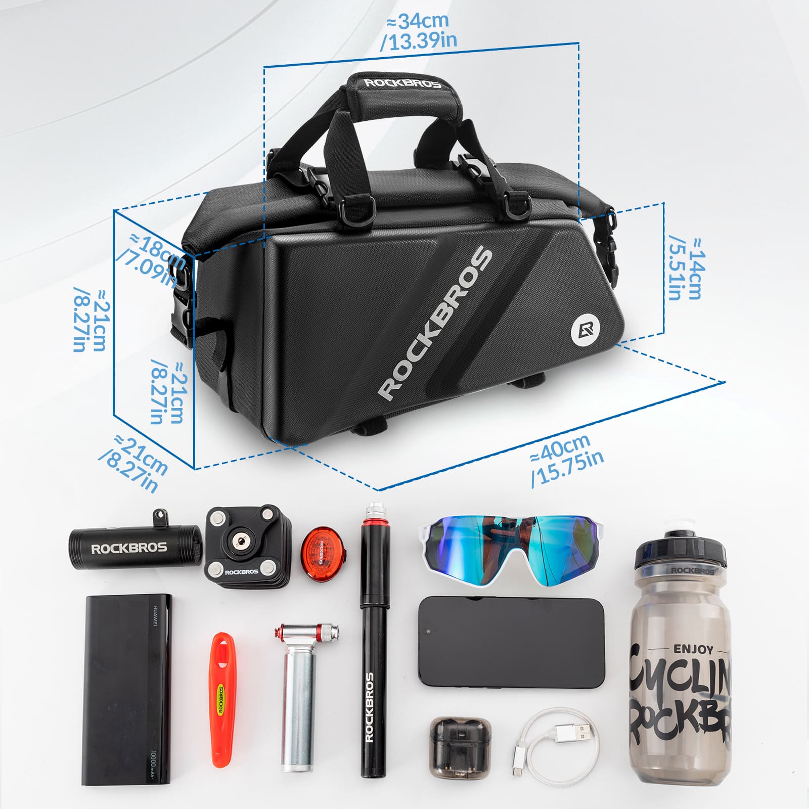 EVA Hard Shell Bicycle Rear Rack Bag-11.6L - Image 6