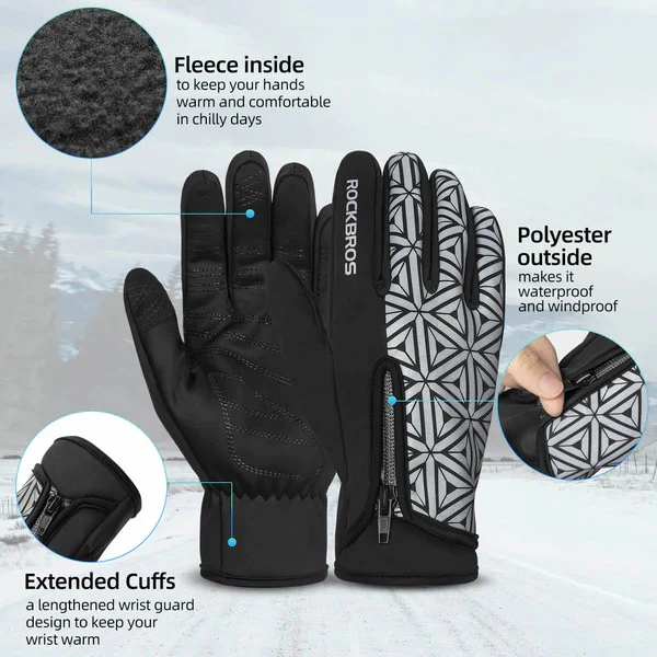 Fleece Full Finger Cycling Gloves - Image 3