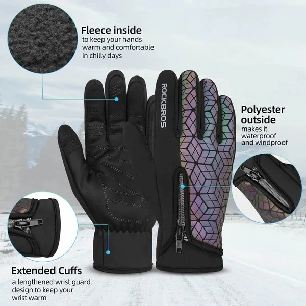 Fleece Full Finger Cycling Gloves - Image 4