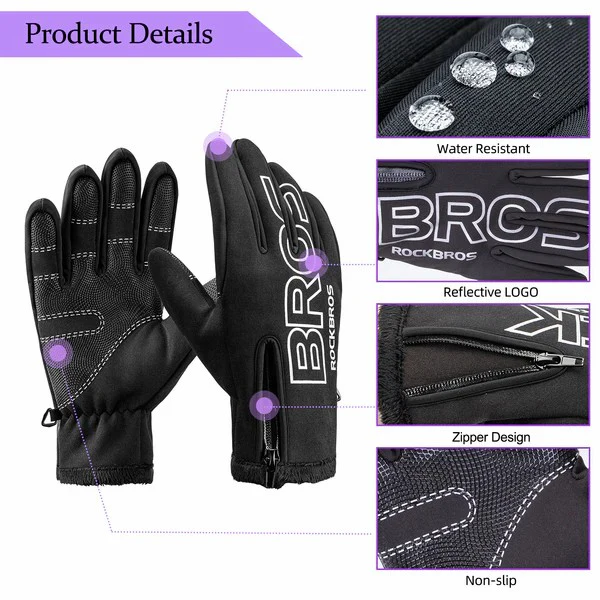 Fleece Touchscreen Cycling Gloves - Image 5