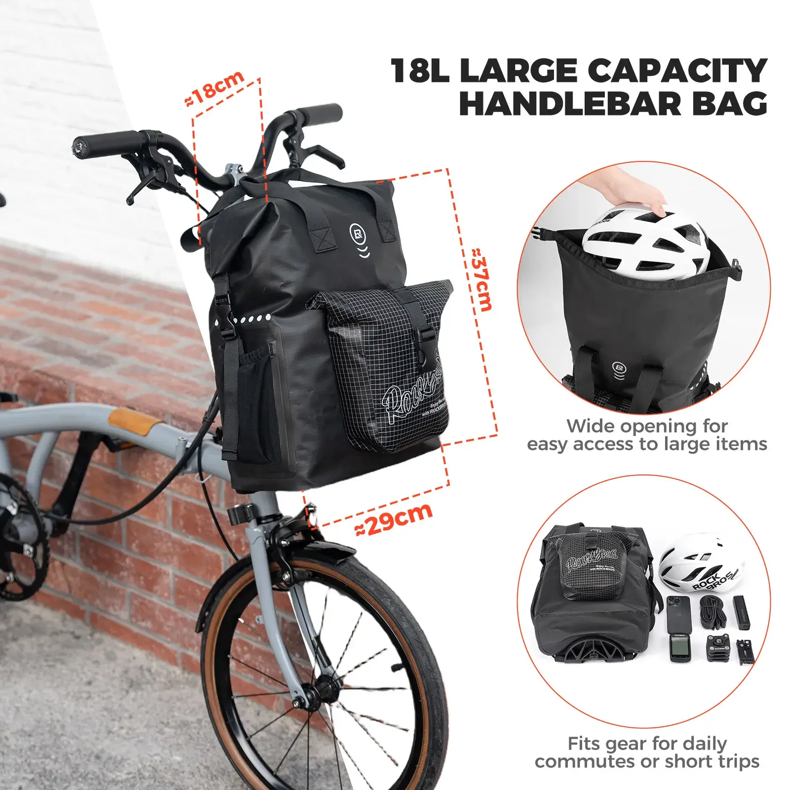 Folding Bike Handlebar Bag - 18L - Image 2