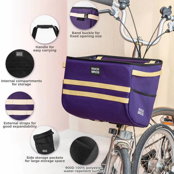 Folding Bike Handlebar Bag Basket Bag - 16L - Image 6