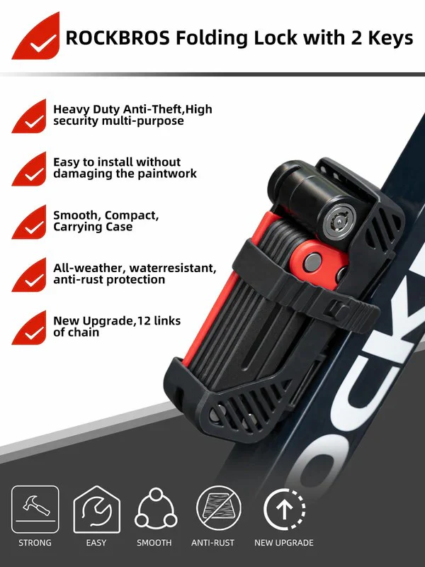 Folding Heavy Duty Anti Theft Bike Lock - Image 2