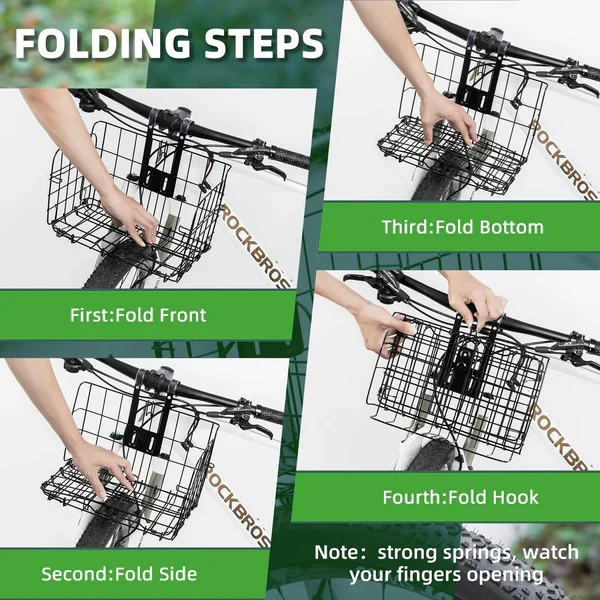 Folding Steel Mesh Bicycle Basket - Image 6