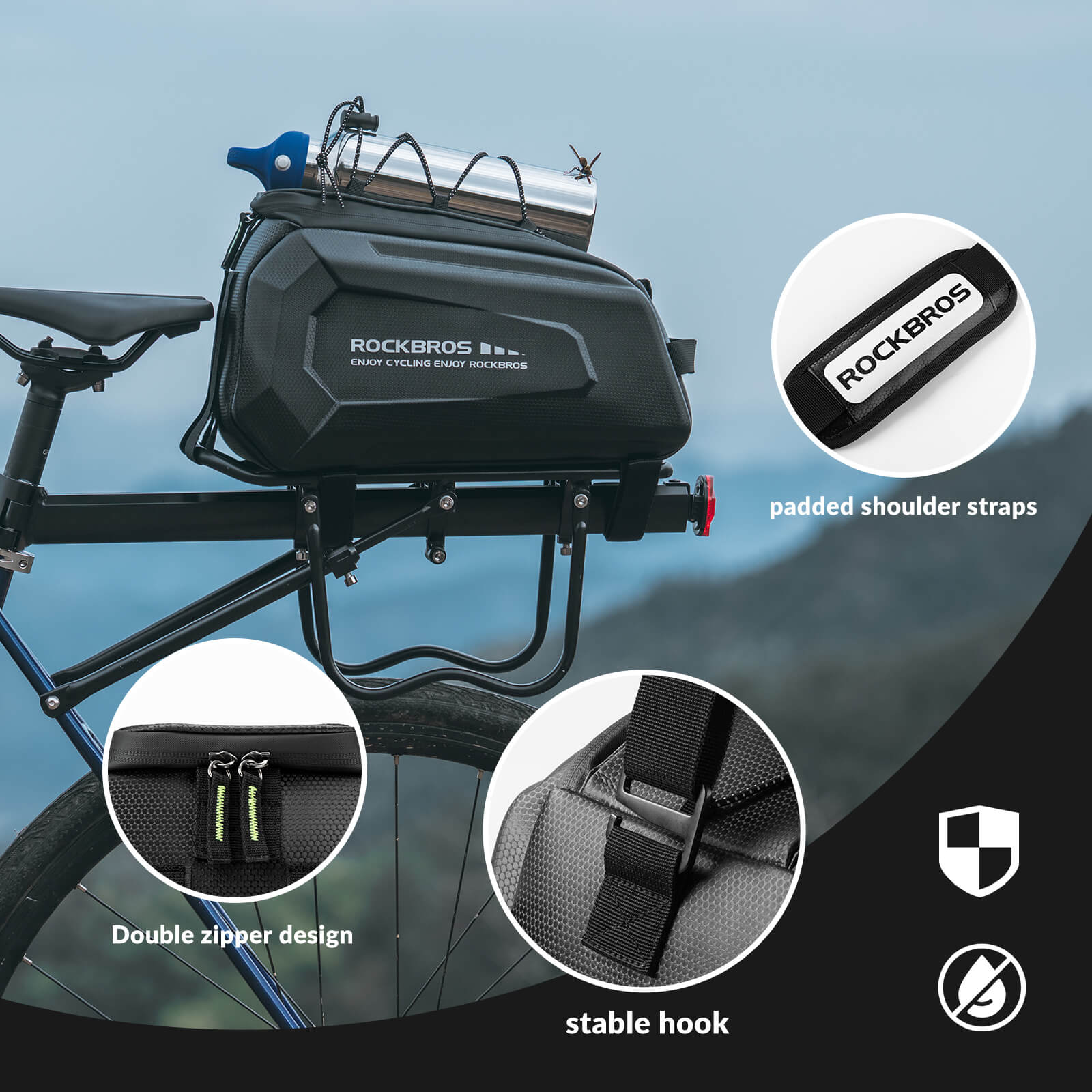 Hard Shell Bike Trunk Bag for Rear Rack - 9L - Image 3