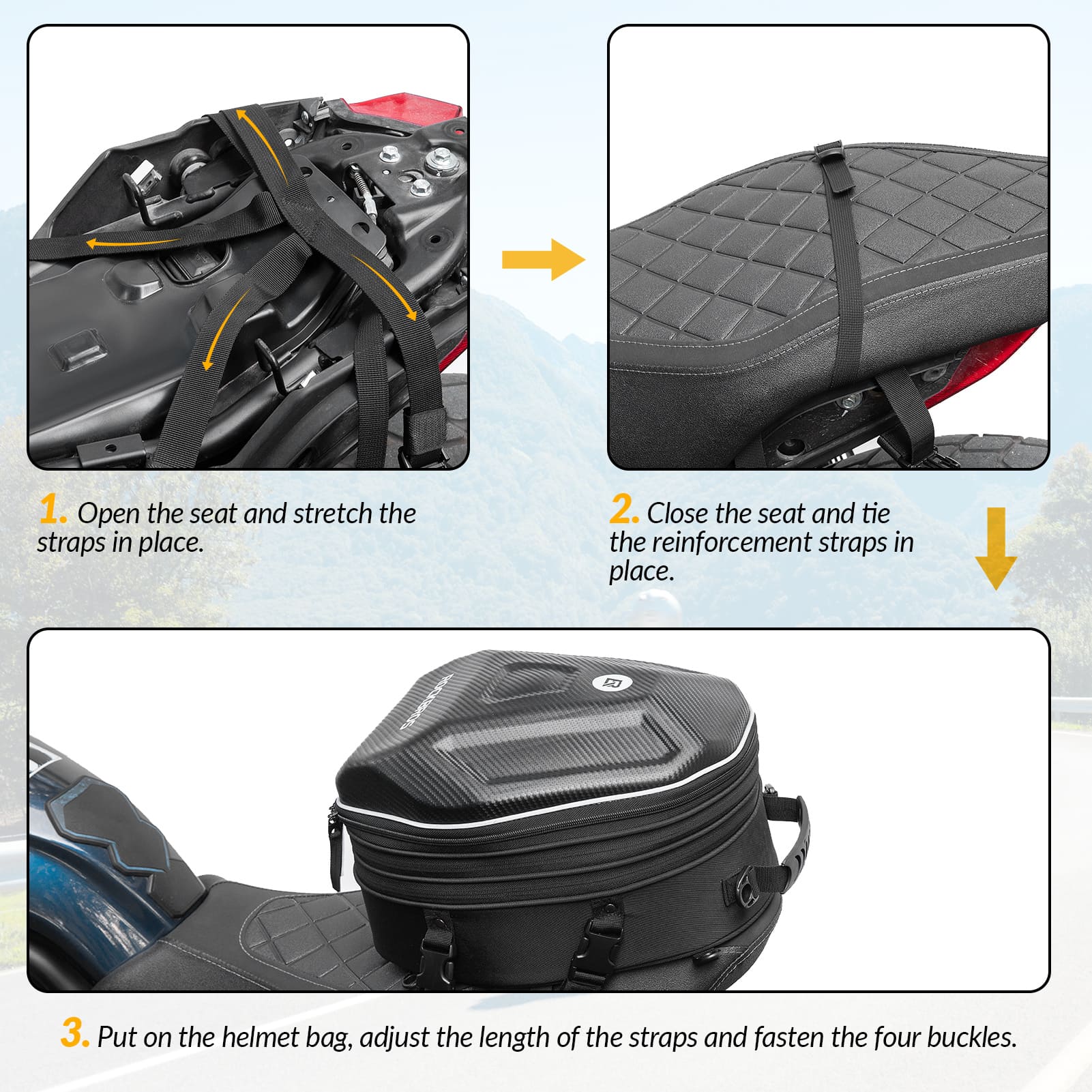 Hard Shell Motorcycle Rear Seat Bag - Image 6