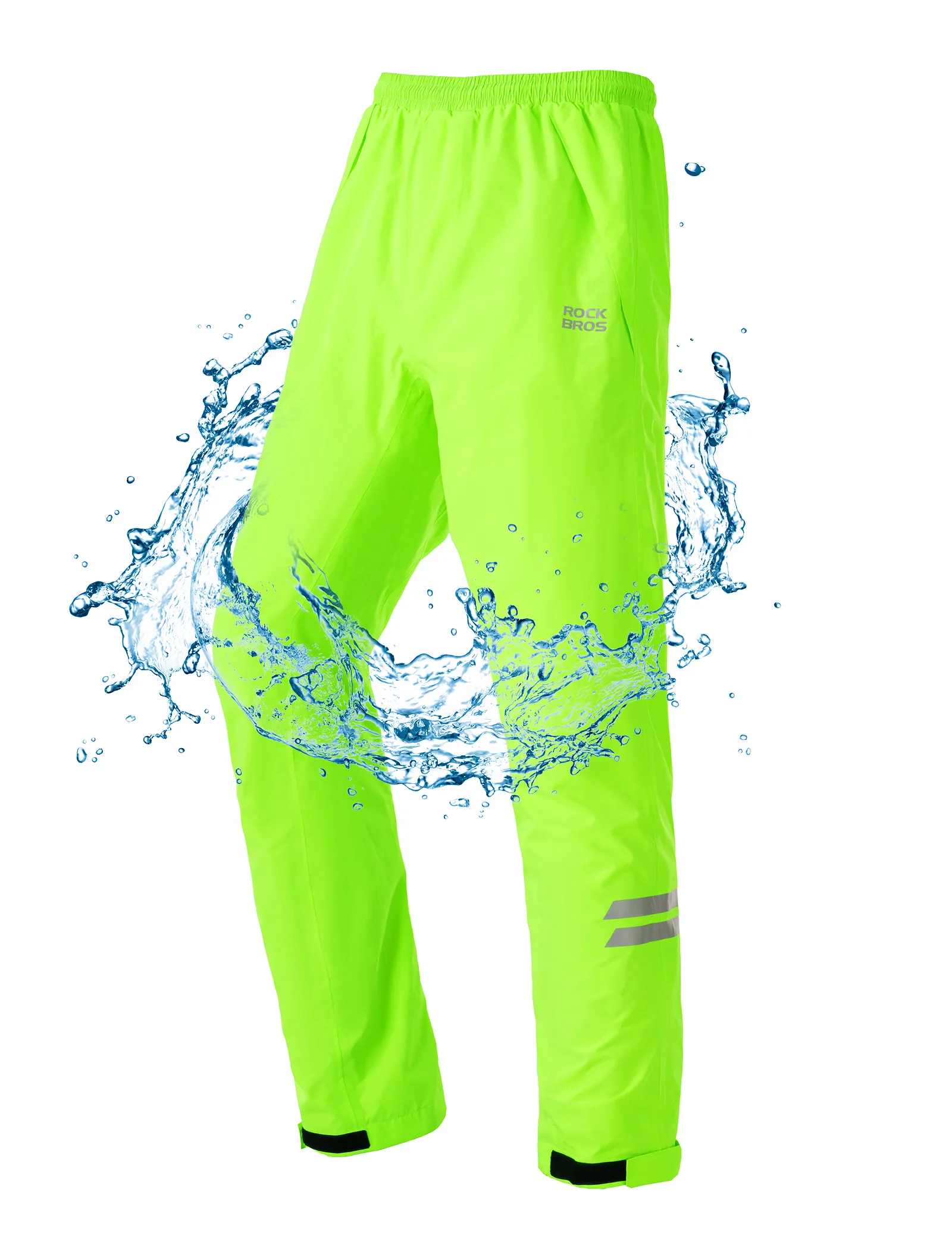 Hi-Vis Fluorescent Green Cycling Rain Pants - Image 2