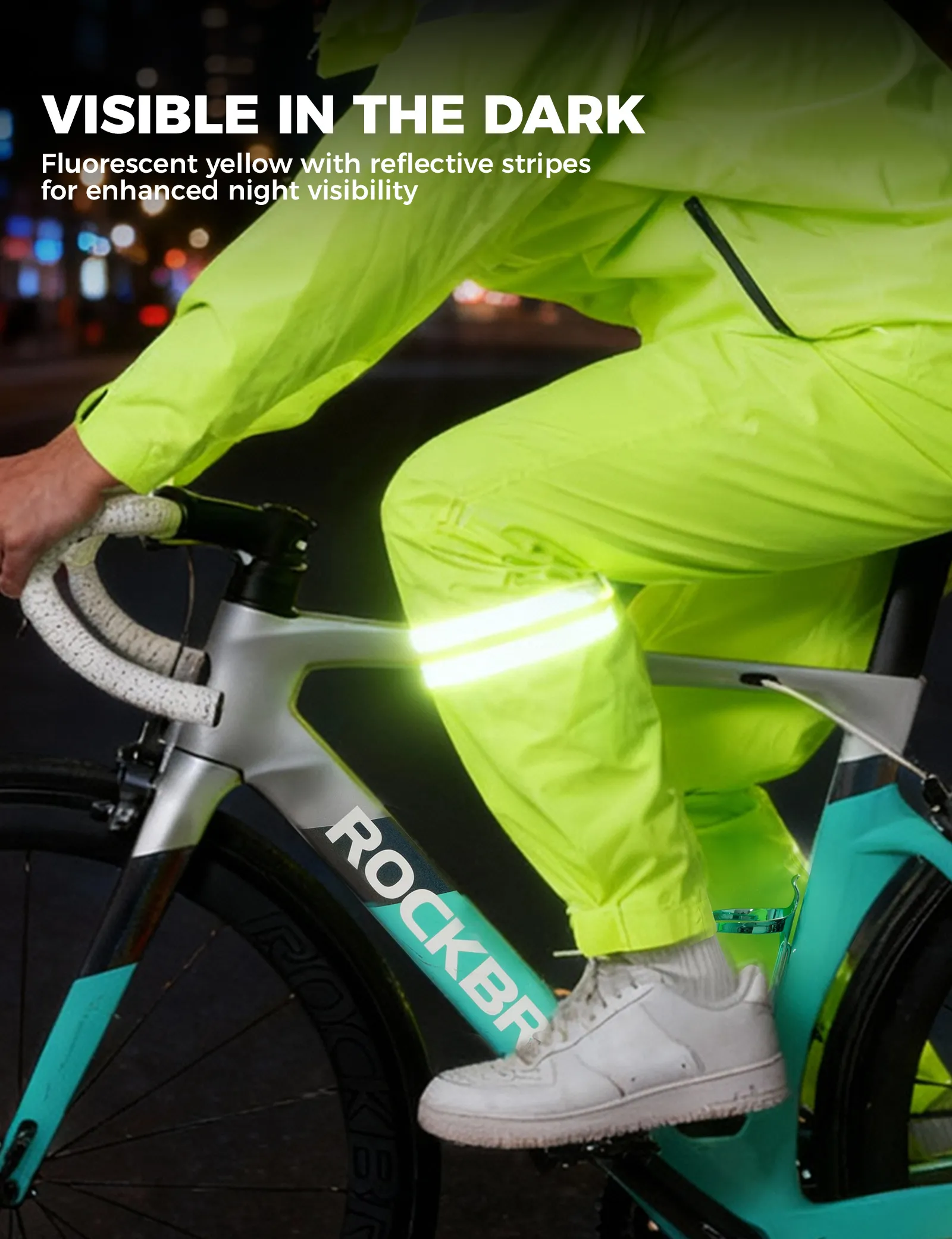 Hi-Vis Fluorescent Green Cycling Rain Pants - Image 5