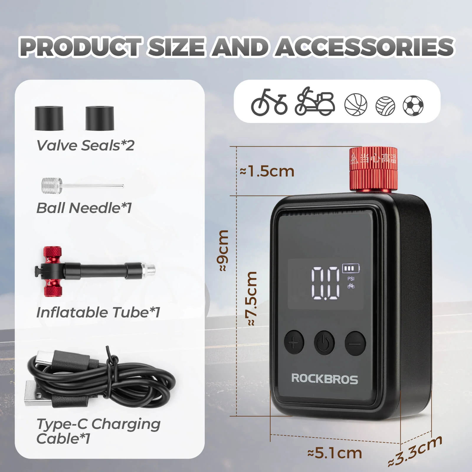 HW140 Mini Electric Bike Pump - Image 9