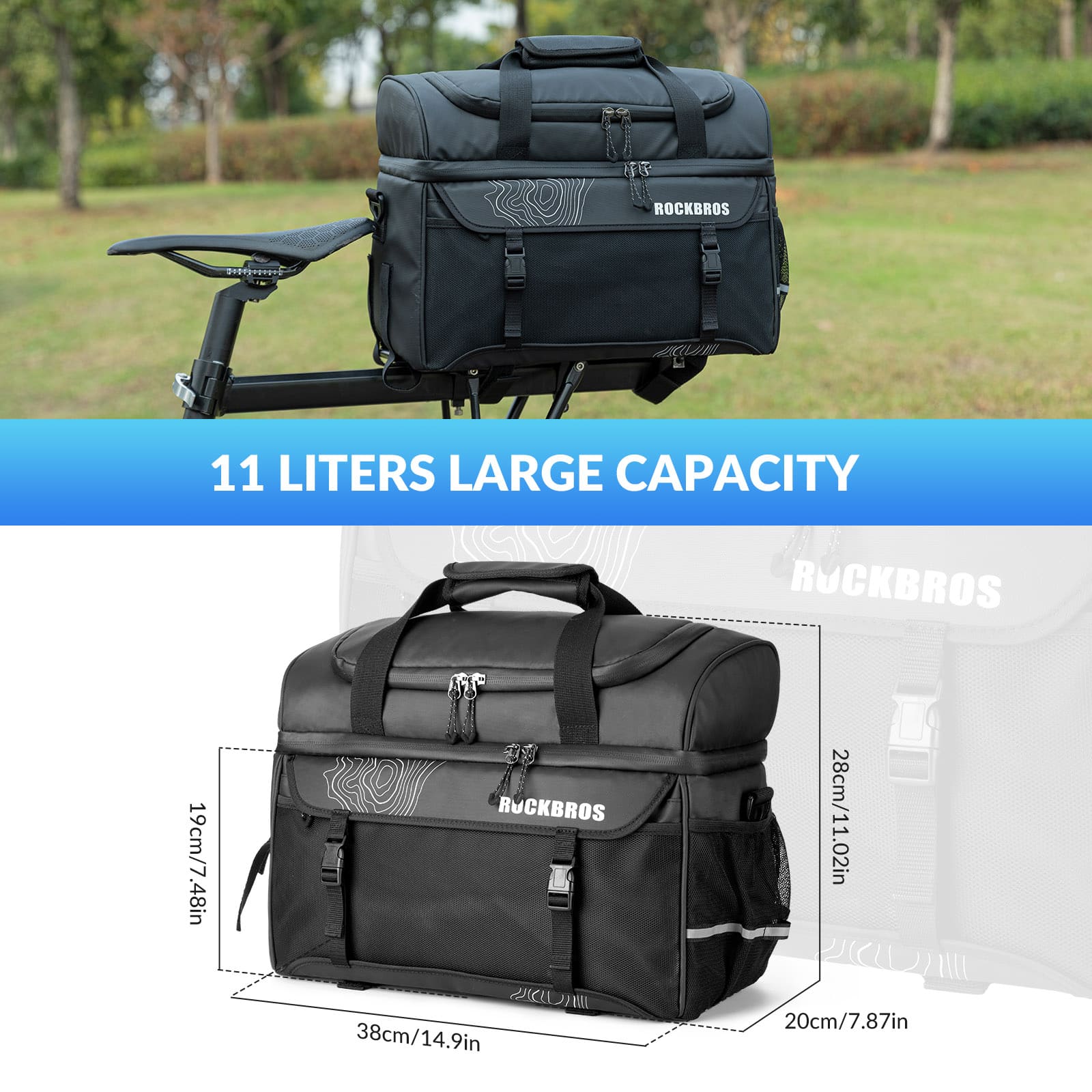 Insulated Bike Rear Rack Cooler Pannier – 11L - Image 6