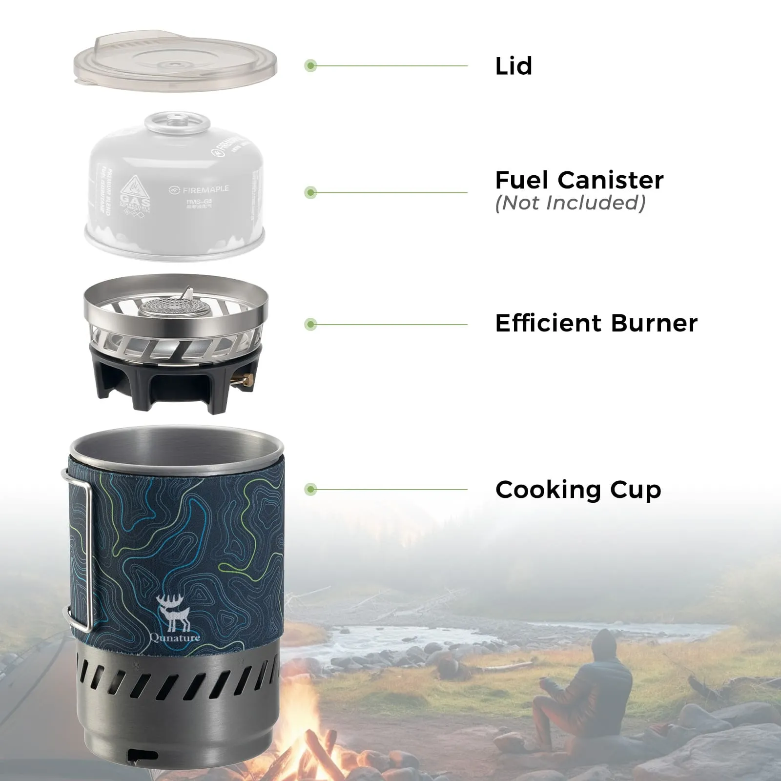 Integrated Heat Exchange Camping Stove System-0.6L - Image 3