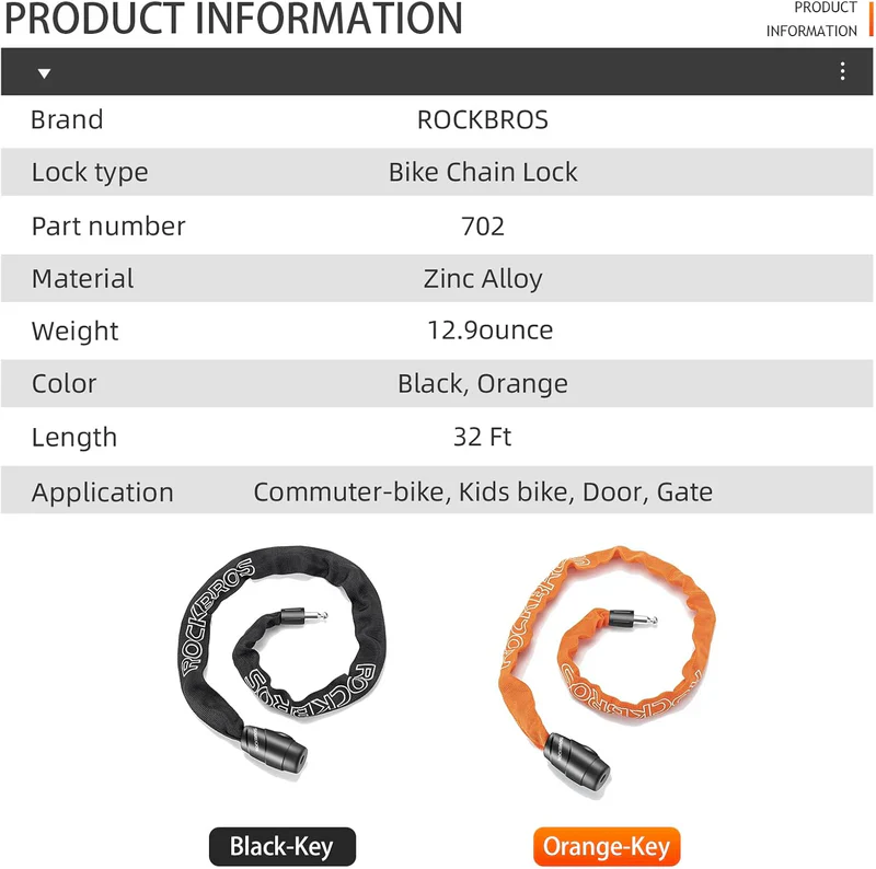 Keyed Bike Chain Lock - Image 3