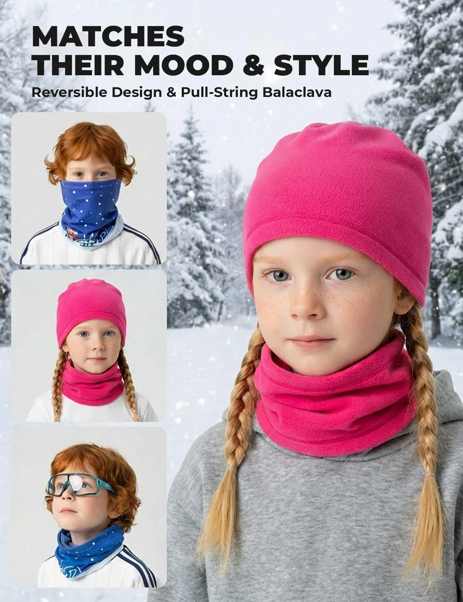 Kids Fleece Warm Face Cover & Neck Gaiter - Image 14