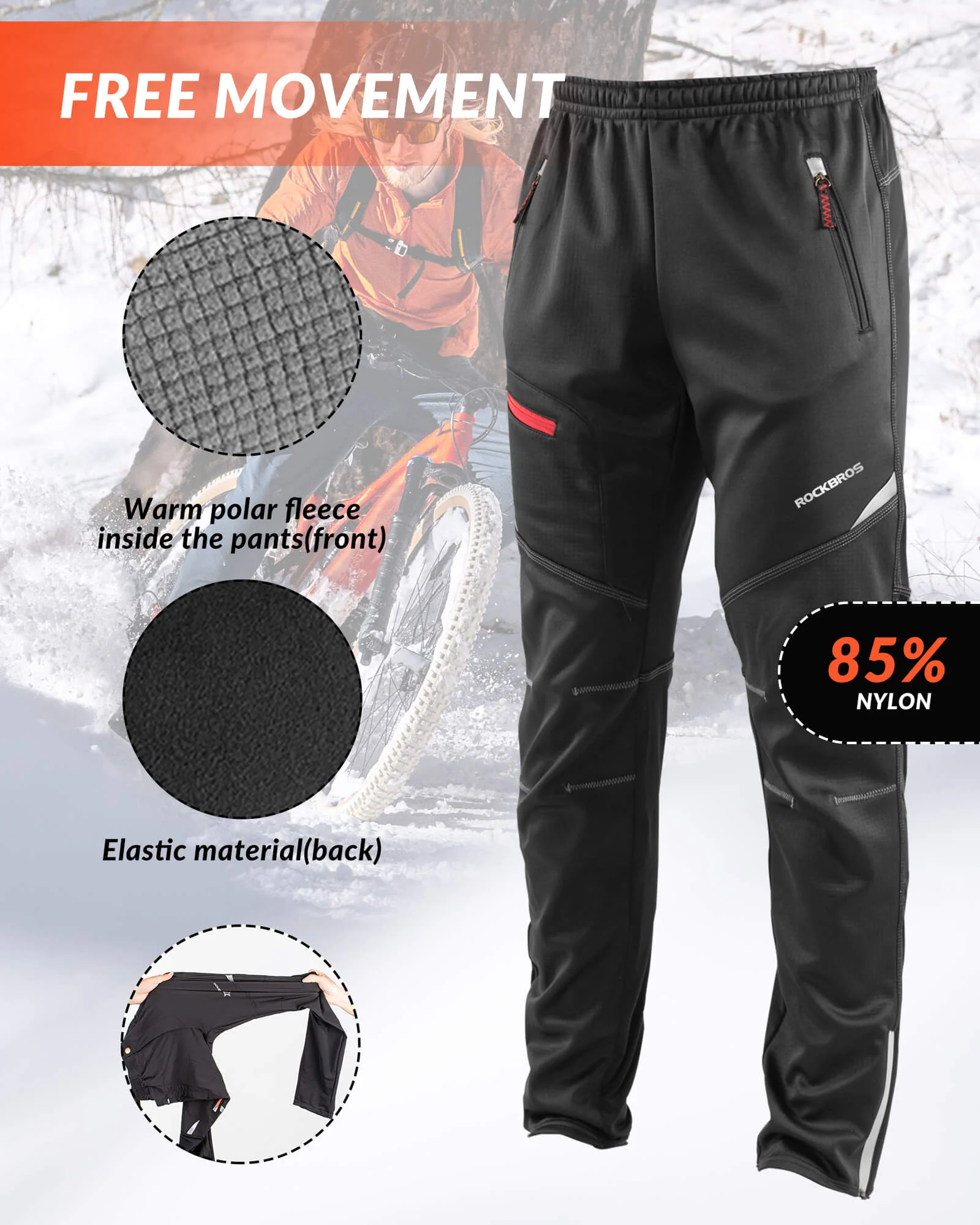 Men's Thermal Fleece Windproof Cycling Pants - Image 5