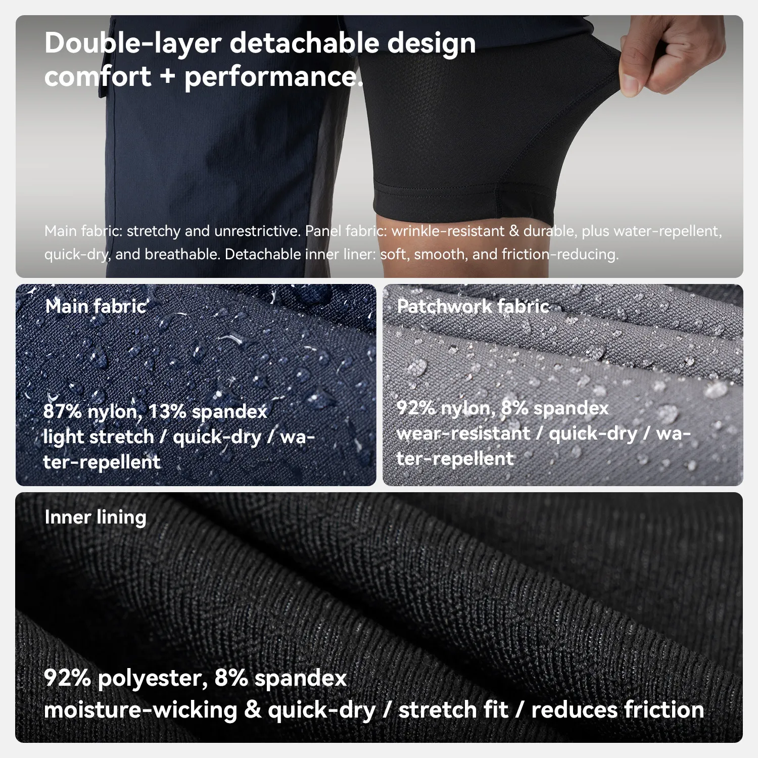 Men's 2-in-1 Cycling Shorts with Detachable Padded Liner - Image 8