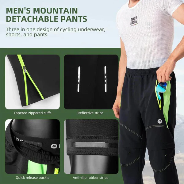 Men's 3-in-1 Convertible Cycling Pants With Padded - Image 5